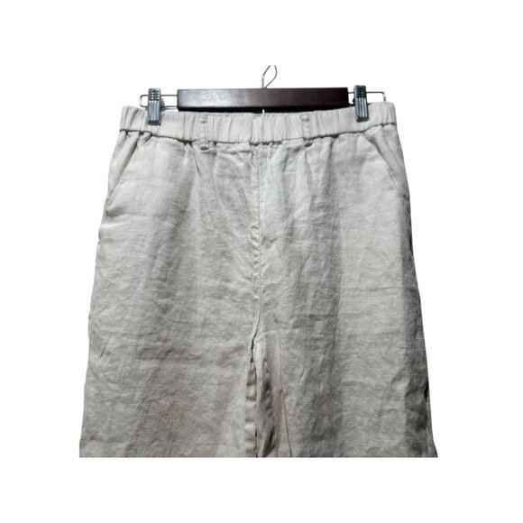 Quince 100% Linen Flare Pants Womens Small Beige Elastic Waist Coastal Lagenlook - Picture 7 of 12